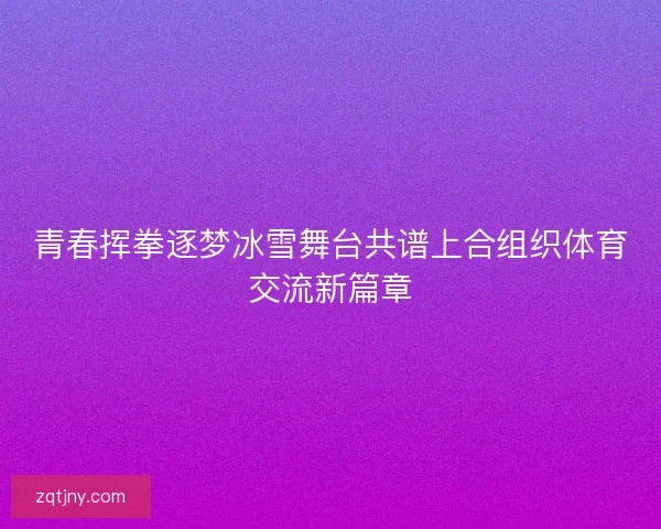 青春挥拳逐梦冰雪舞台共谱上合组织体育交流新篇章