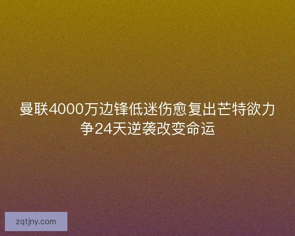 曼联4000万边锋低迷伤愈复出芒特欲力争24天逆袭改变命运